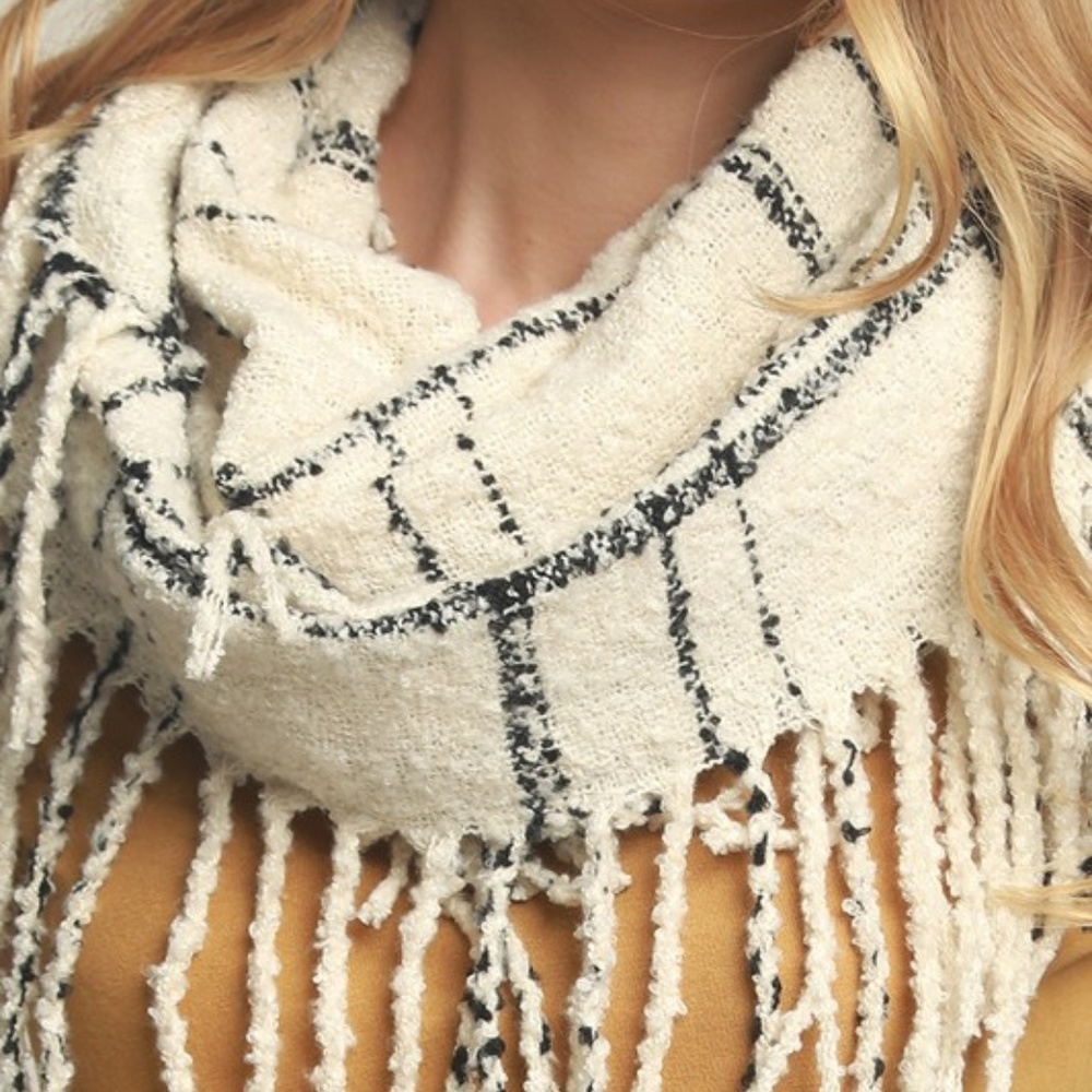 Ivory Plaid Infinity Scarf